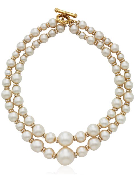 chanel double strand pearl necklace